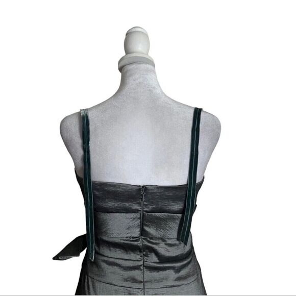 Aspeed Vtg USA Made Mini Dress Metallic Silver Formal Party Rhinestone Bow US 10 - Picture 7 of 11